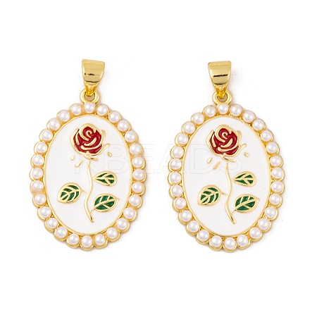 Brass Enamel Pendants KK-E108-44G-1