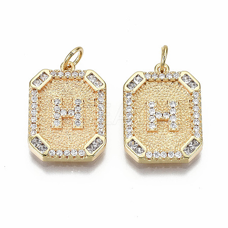 Brass Micro Pave Clear Cubic Zirconia Pendants KK-S356-234H-G-NF-1