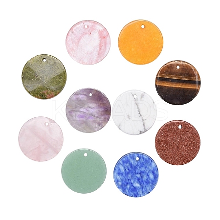 10Pcs 10 Style Mixed Gemstone Pendants G-CJ0001-32-1