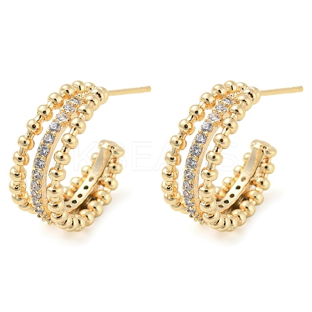 Brass Stud Earrings with Glass EJEW-K264-01G-1