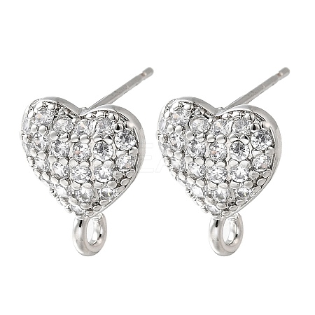 Brass Micro Pave Cubic Zirconia Stud Earring Findings KK-Z102-12P-1