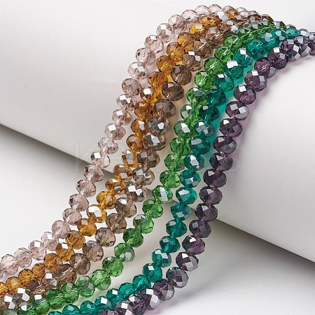 Electroplate Transparent Glass Beads Strands EGLA-A034-T6mm-E-1