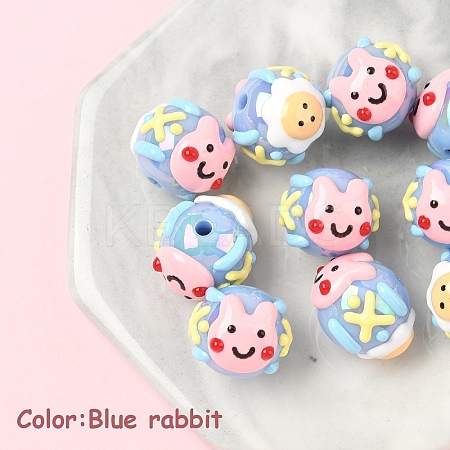 10Pcs Hand Painted Acrylic with Enamel Beads MACR-YW0003-28B-1