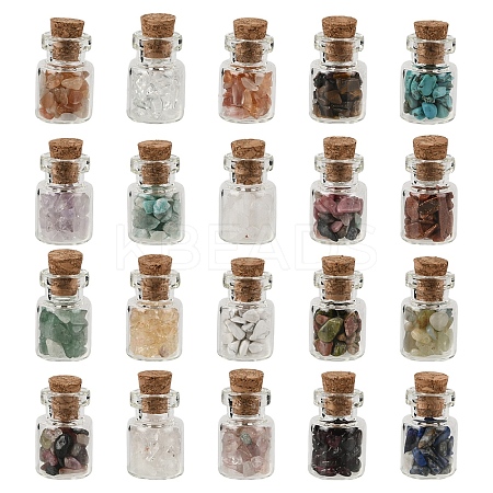 51.5G 20 Styles Natural Gemstone Chips Beads G-YW0002-32-1