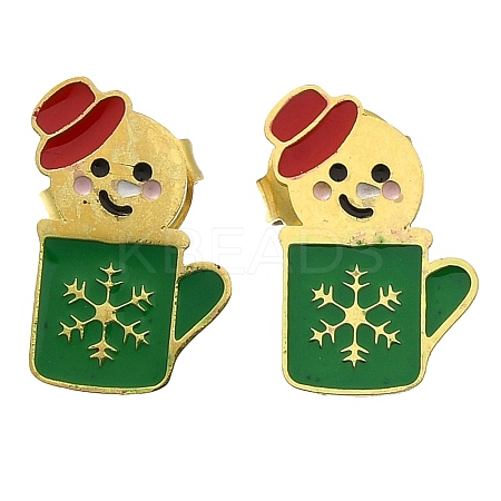 Ion Plating(IP) 304 Stainless Steel Enamel Stud Earrings EJEW-I316-04G-10-1