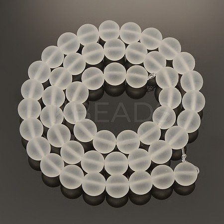 Frosted Transparent Round Glass Beads Strands X-FGLA-P002-8mm-03-1