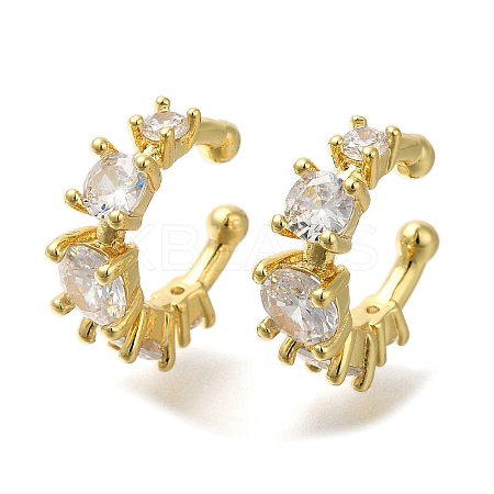 Ring Rack C-Shaped Plating Brass Micro Pave Clear Cubic Zirconia Cuff Earrrings EJEW-L097-18G-1