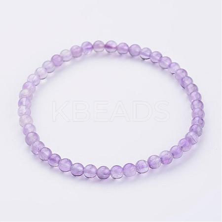 Natural Amethyst Beaded Stretch Bracelets BJEW-JB02459-09-1