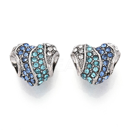 Alloy Rhinestone European Beads FIND-N009-12P-1