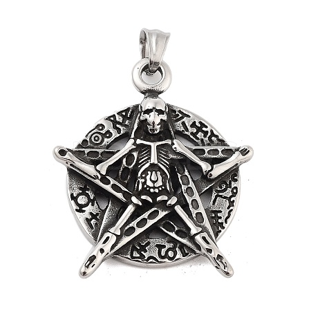 Retro 304 Stainless Steel Big Pendants STAS-I205-38AS-06-1