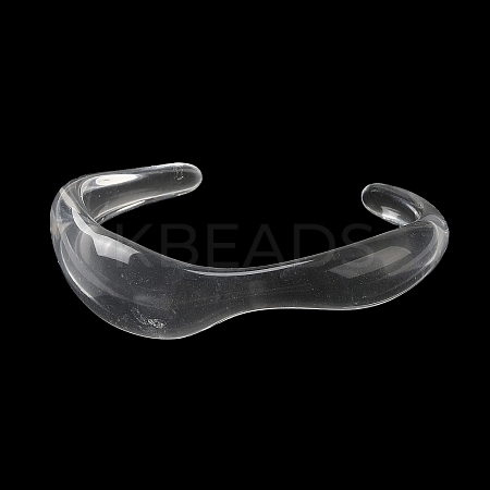 Transparent Acrylic Open Cuff Bangle for Women BJEW-A141-01B-1
