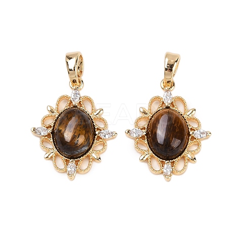 Brass Micro Pave Clear Cubic Zirconia Pendants KK-P302-23G-1