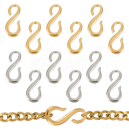 12Pcs 2 Colors 304 Stainless Steel S Hook Clasps STAS-UN0047-17-1