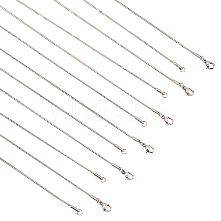  15Pcs 3 Size 304 Stainless Steel Round Snake Chain Necklace for Men Women NJEW-NB0001-12-1