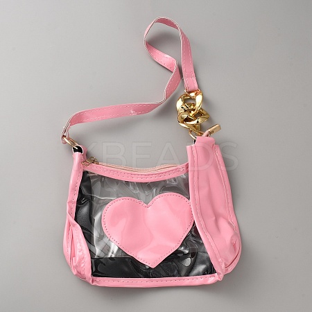 Waterproof Transparent PVC Heart Printed Shoulder Bags for Women AJEW-WH20115-03A-1