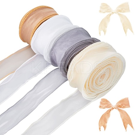 4 Rolls 4 Colors Polyester Chiffon Ribbon DIY-CP0010-73-1