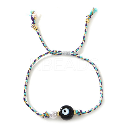 Handmade Evil Eye & Brass Bead Braided Bead Bracelets OI2276-3-1