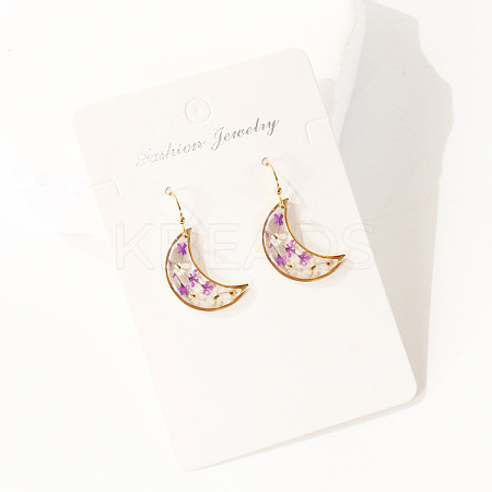Moon 304 Stainless Steel Dangle Earrings WG43EF9-02-1