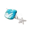 5Pcs 5 Styles Natural Freshwater Shell Dyed Nuggets Pendants PALLOY-JF04157-4