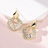 Rhombus Brass Micro Pave Clear Cubic Zirconia Dangle Stud Earrings EJEW-F373-02G-4