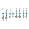 4 Pairs 4 Styles Synthetic Turquoise Beaded Dangle Earrings EJEW-JE05496-S-1
