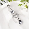 Alloy Crystal Rhinestone Dangle Curved Barbell Belly Rings LS-AJEW-R007-04P-01-2