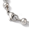 Non-Tarnish 304 Stainless Steel Beads Ball Chain Bracelets for Women BJEW-B092-02A-P-3