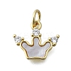 Brass Micro Pave Clear Cubic Zirconia Crown Charms KK-V010-27G-1