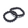 Synthetic Black Stone Bead Stretch Bracelets X-BJEW-K212-A-032-1