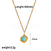 Synthetic Turquoise Flower Pendant 304 Stainless Steel Chain Necklaces for Women FS-WGE9101-01-1
