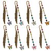 8Pcs 8 Styles Tibetan Style Alloy Hook Bookmarks AJEW-GO00015-1
