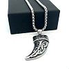 304 Stainless Steel Punk Tiger Tooth Shaped Pendant Necklaces for Men Women DC8418-1
