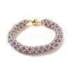 Glass Seed Beaded Bracelet with Brass Magnetic Clasp BJEW-JB07802-05-1
