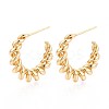 Swirl C-Shaped Brass Stud Earrings EJEW-T047-91G-1