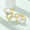 Rhombus Natural & Synthetic Gemstone Finger Rings RJEW-B113-01G-2-2