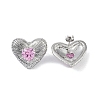 Heart 304 Stainless Steel Pearl Pink Cubic Zirconia Stud Earring for Women EJEW-Z047-05P-01-2