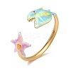 Ocean 304 Stainless Steel Enamel Cuff Bangles for Women BJEW-F518-02E-G-2