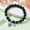 Natural Lava Rock Round Beaded Stretch Bracelets BJEW-JB09900-01-4