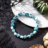 Halloween Dyed Synthetic Turquoise Skull & Lampwork Evil Eye Round Beaded Stretch Bracelets for Women Men BJEW-JB12268-02-1