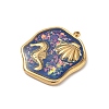 304 Stainless Steel Epoxy Resin with Natural Shell and Sequins Inside Pendants STAS-L026-17G-N04-2