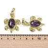 Natural Amethyst & Brass Pendants KK-F887-01G-13-3