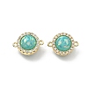 Brass Micro Pave Clear Cubic Zirconia Flat Round Connector Charms LS-KK-B129-24G-02-1