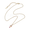 Brass Pave Colorful Cubic Zirconia Cross Pendant 304 Stainless Steel Cable Chain Necklaces for Women NJEW-JN05358-4