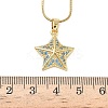304 Stainless Steel Micro Pave Sky Blue Cubic Zirconia Pendant Necklaces for Women NJEW-Z103-01G-02-5
