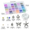 DIY Round Glass Imitation Opalite Beads & Alloy Pendants Bracelets Making Kits DIY-FS0006-39-4
