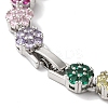 Rack Plating Brass Pave Cubic Zirconia Flower Link Chain Bracelets for Women BJEW-A018-03P-02-3