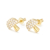 Clear Cubic Zirconia Mushroom Stud Earrings EJEW-P196-04G-1