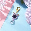 Natural Tiger Eye & Glass Seed Beaded Cat Pendant Decoration HJEW-MZ00157-05-1