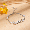 Double Layers Shell Pearl Butterfly Link Bracelets QO4642-2-1