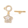 Golden Brass Micro Pave Clear Cubic Zirconia Toggle Clasps KK-B100-040G-01-2